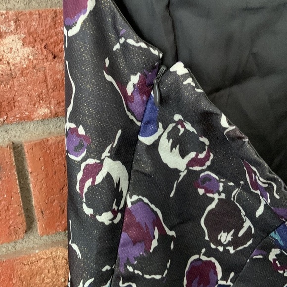 American Eagle Black & Purple Floral Strapless Cocktail Dress - Picture 3 of 7